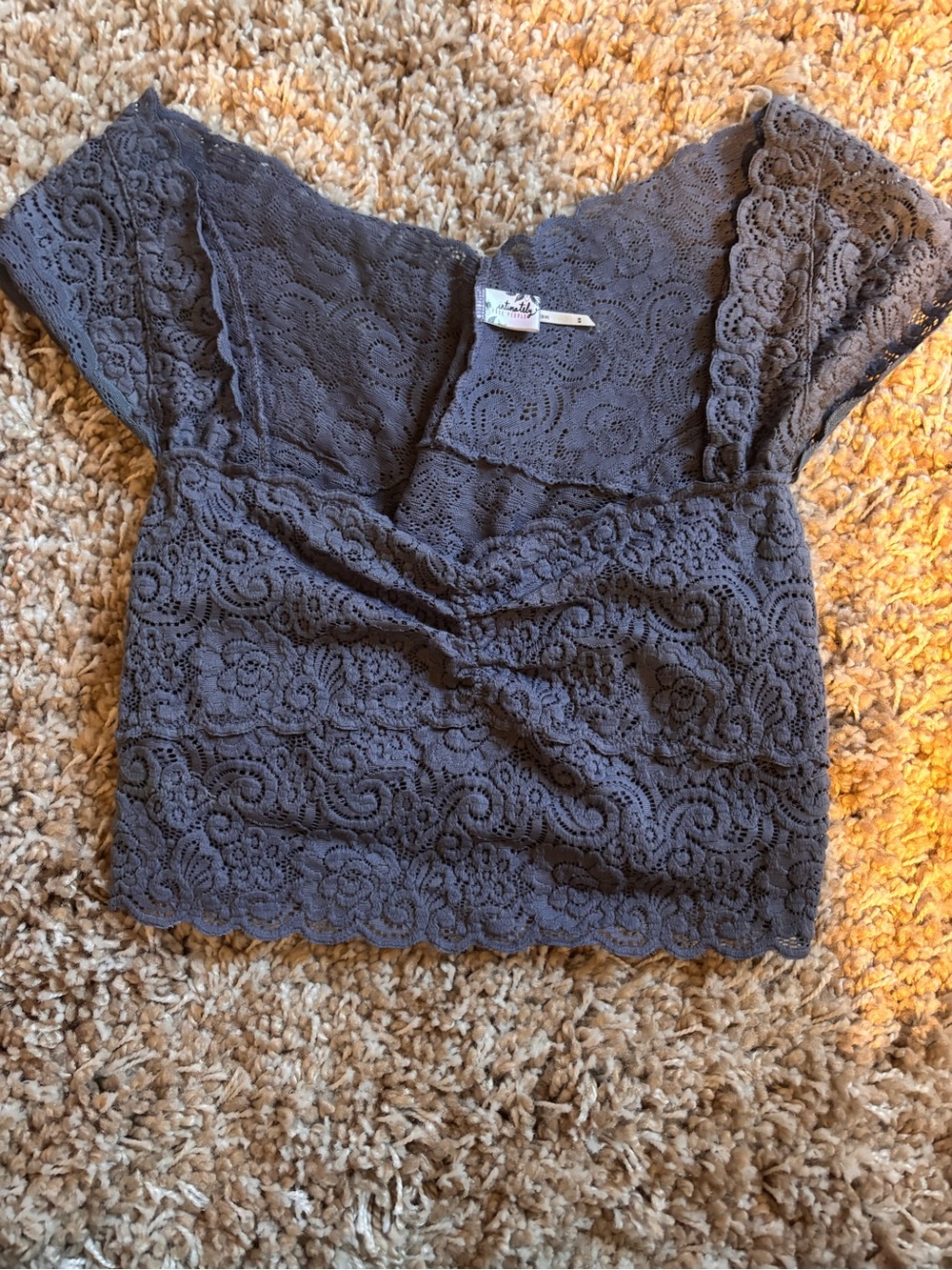 Free People Grey Storm Lace Crop Top Bralette size medium